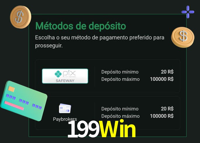 O cassino 199Win oferece uma grande variedade de métodos de pagamento